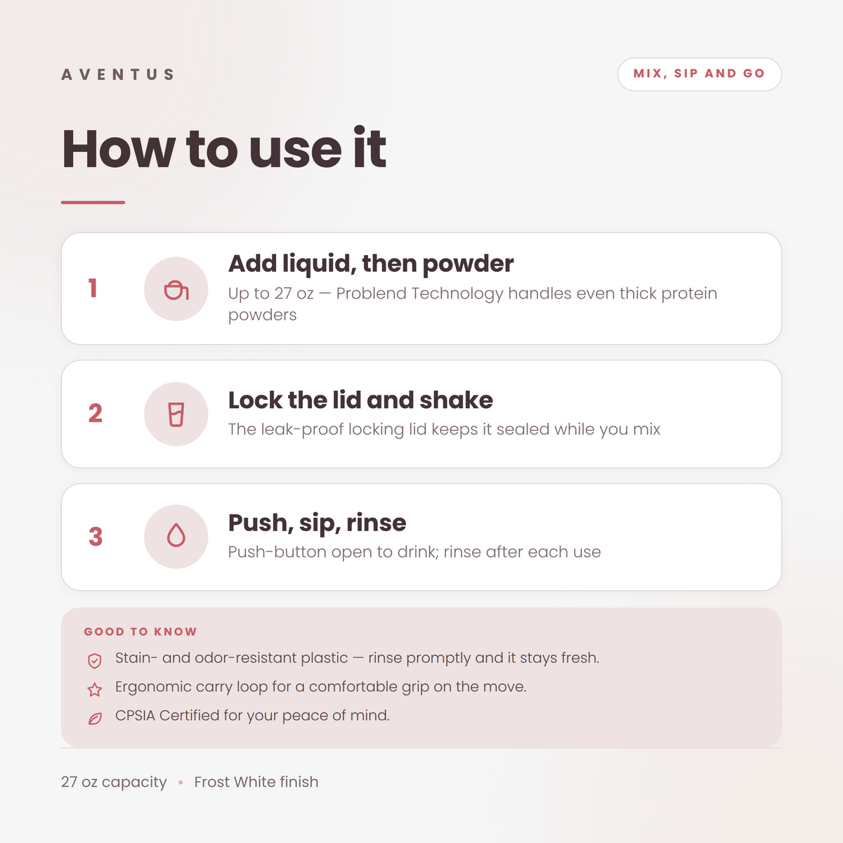 Aventus 27oz Shaker Cup — How to use it