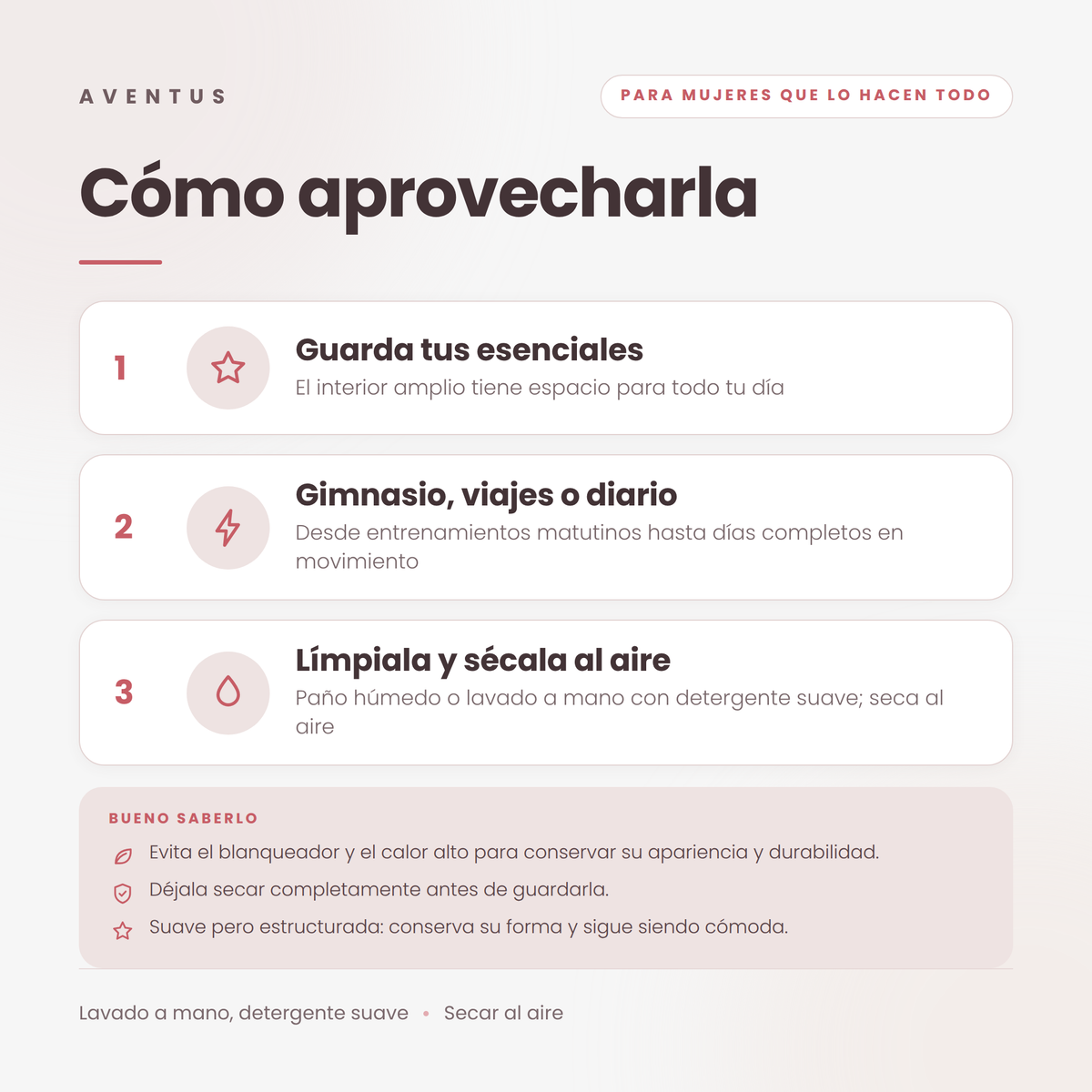 Bolsa Tote Aventus — Cómo aprovecharla